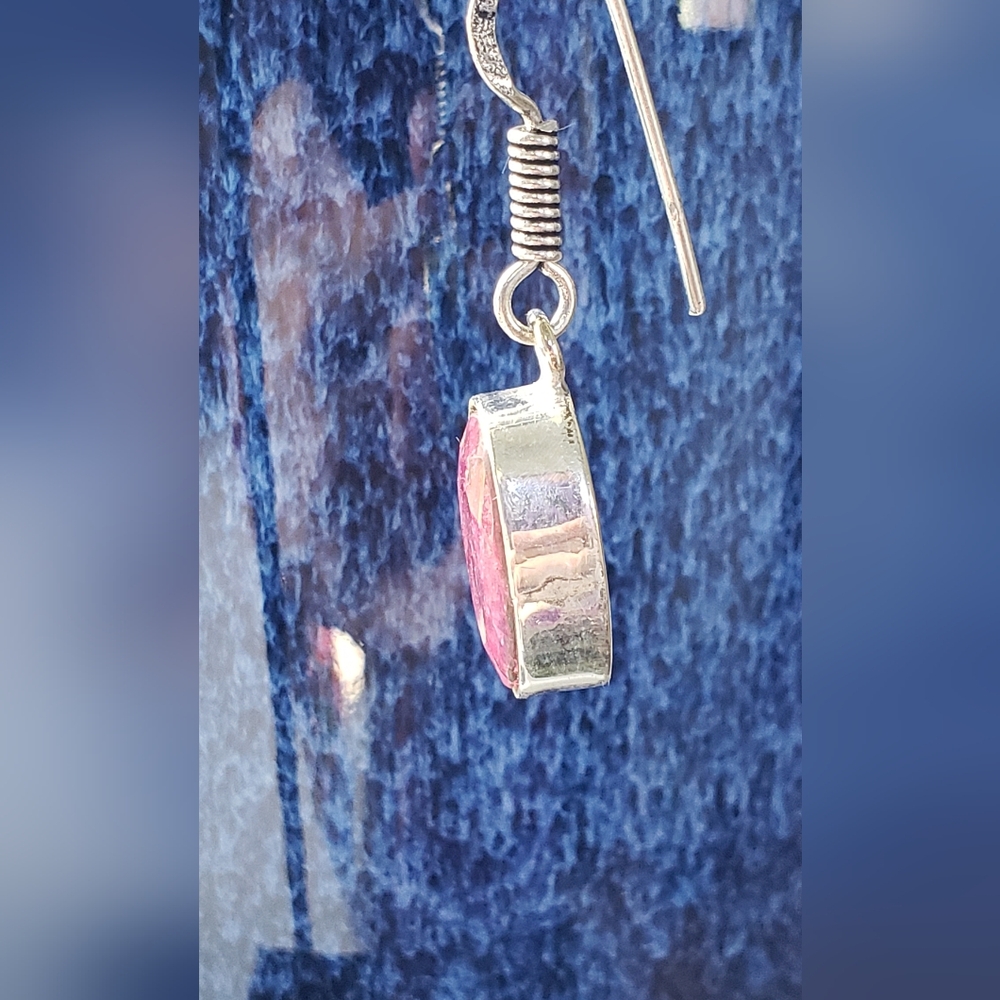 Sold--Natural Ruby Gemstone & 925 Silver Earrings - image 3